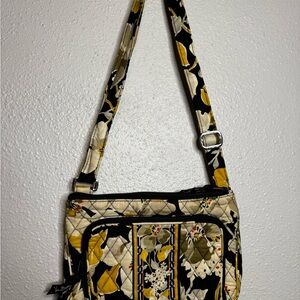 Vera Bradley Quilted Crossbody Bag - Black, Yellow, and Cream